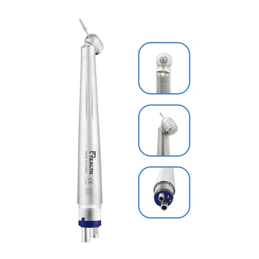 Turbina LED angulada 45º, 1 spray, push button, 2300PL-45 (45SPL-H-B2). TEALTH
